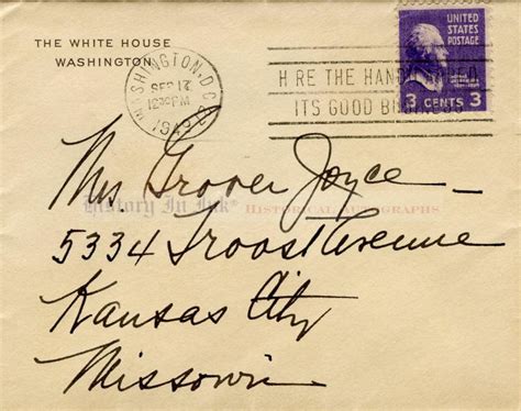 Bess Truman Autograph - handwritten letter to a Kansas City friend on ...