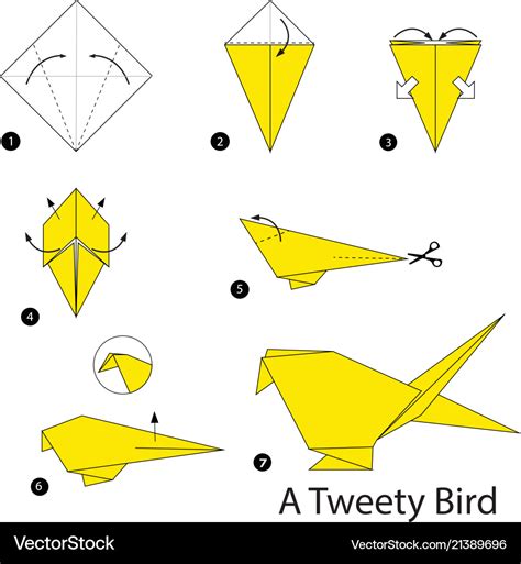 Step instructions how to make origami a bird Vector Image