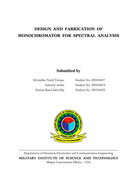 (PDF) Design & Fabrication of Monochromator for Spectral Analysis