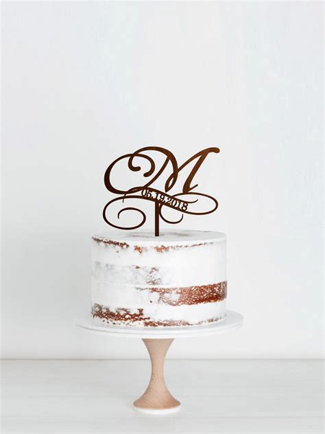 M Letter Cake Topper Monogram Initial Letter Cake Topper - Etsy