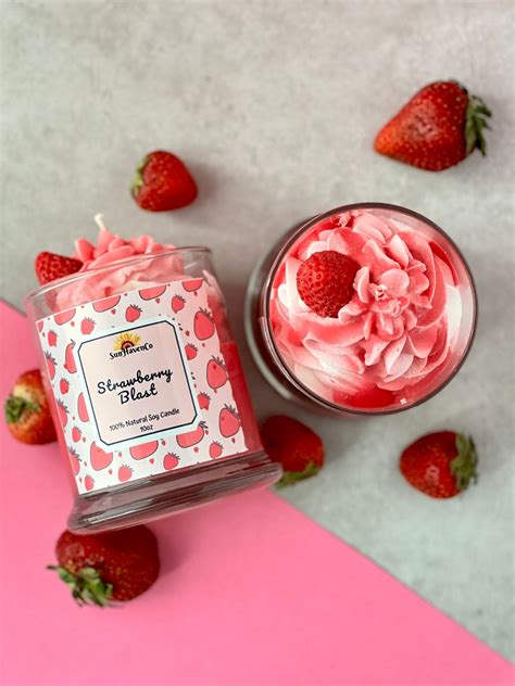 Strawberry Blast Dessert Candle, Dessert Frosting Candle, Strawberry Candle, Scented Candles ...