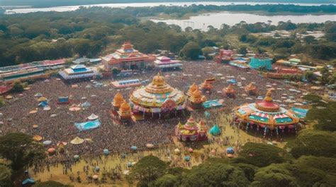 Premium AI Image | An aerial view of a festival with a large crowd of ...