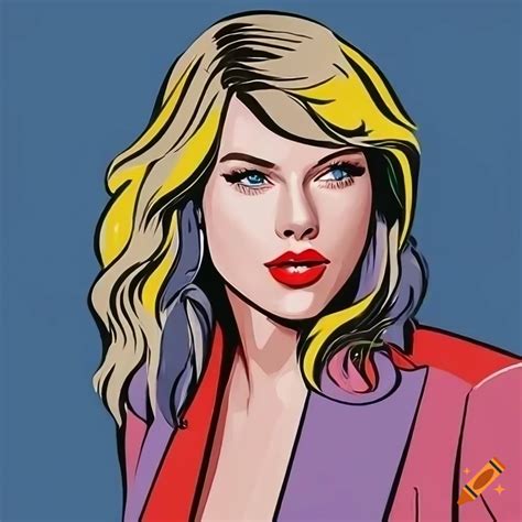 Illustrated portrait of taylor swift in roy lichtenstein style on Craiyon