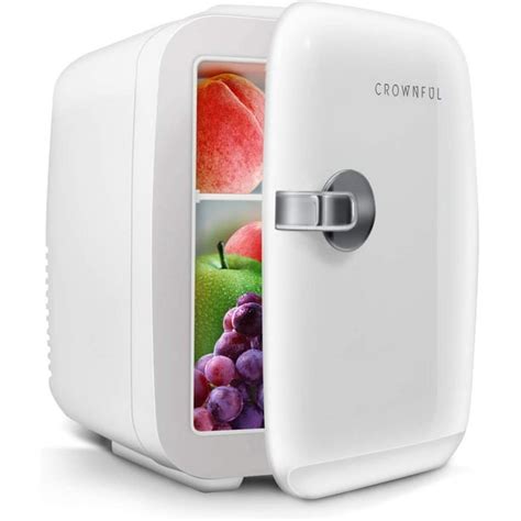 CROWNFUL Mini Fridge, 4 Liter/6 Can Portable Cooler and Warmer Personal ...