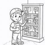 Premium Vector  Electrician coloring Page For Kids sketch template