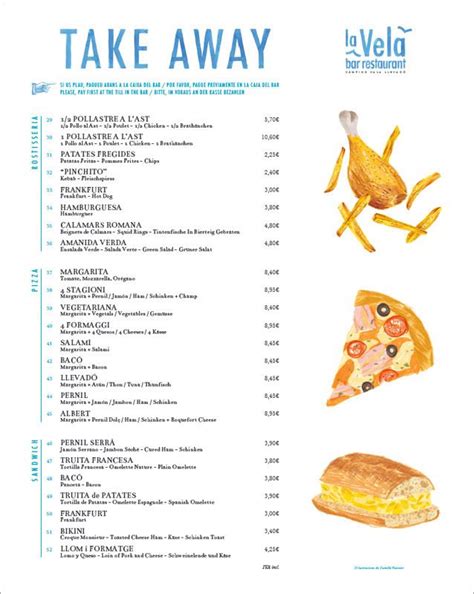 Illustration for the take away menu of La Vela restaurant | Menu design ...