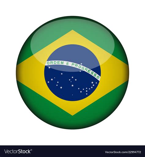 Brazil flag in glossy round button icon brazil Vector Image