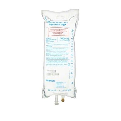 Braun 1000ml Sterile Water For Injection, USP L8500 NDC 00264785000 Non-Returnable Each - Merit ...