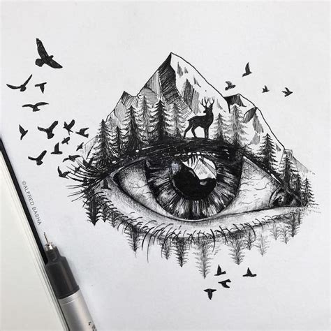 Pen and Ink Drawings Illustrate the Human Connection with Nature