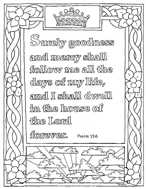 Coloring Pages for Kids by Mr. Adron: Printable Psalm 23:6 Coloring Page. Goodness and Mercy ...