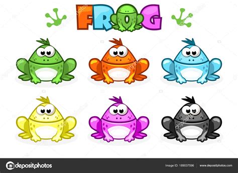 Imágenes: ranitas | Dibujos animados de ranas. Sapos de colores diferentes — Vector de stock ...