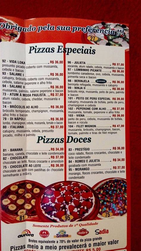 Menu at Pizzaria Buon Gusto, São Paulo, Av. São Miguel