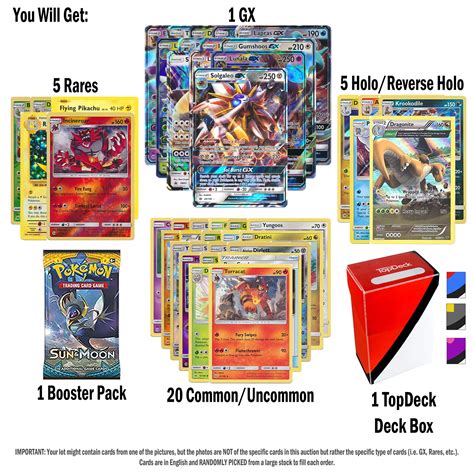 Pokemon GX Guaranteed with Booster Pack, 5 Rare Cards, 5 Holo/Reverse Holo Cards, 20 Regular ...