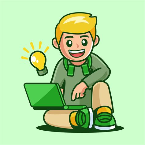 Young Boy Sitting with Laptop 5013485 Vector Art at Vecteezy