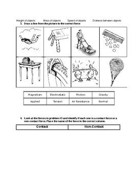 Contact and Non-Contact Forces Worksheet by Meagan Galluzzo | TpT