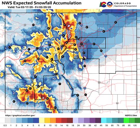 National Weather Service snowfall accumulation from 3/17/20 to 3/20/20 ...