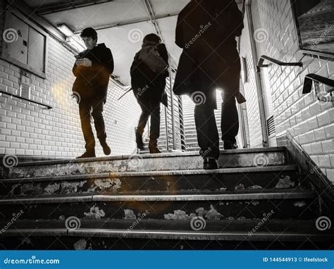 Pedestrians Stairs Ascending Descending Stairs Metro Paris Editorial Stock Photo - Image of ...