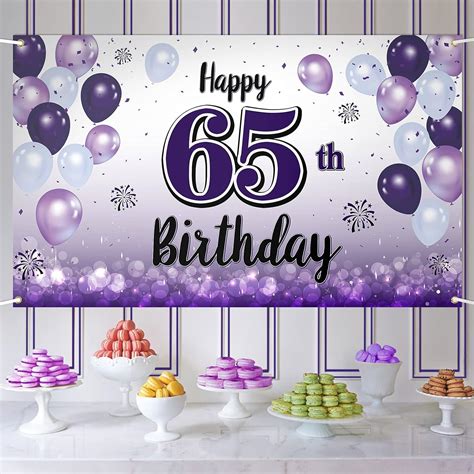 Amazon.com: LASKYER Happy 65th Birthday Decorations,65th Purple Balloon ...