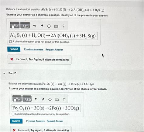 Solved Balance the chemical equation Al2 | Chegg.com