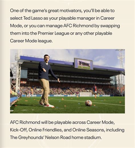 AFC Richmond will be playable in Career Mode. Huge W : r/FifaCareers