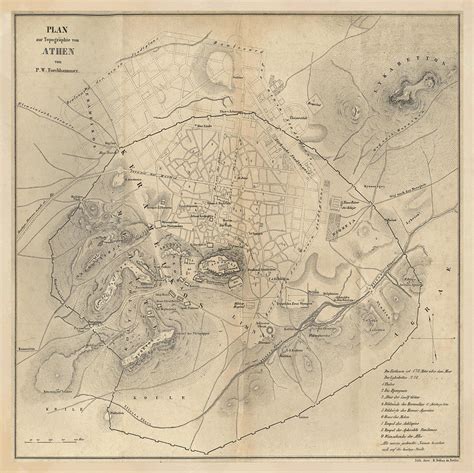 Vintage Map of Athens Greece 1841 Drawing by Adam Shaw