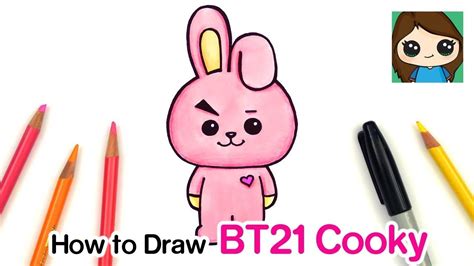 How to Draw BT21 Cooky | BTS Jungkook Persona - YouTube Kpop Drawings, Cartoon Drawings, Cartoon ...