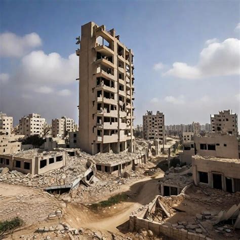 Premium AI Image | A view of the ruins of residential buildings in the ...