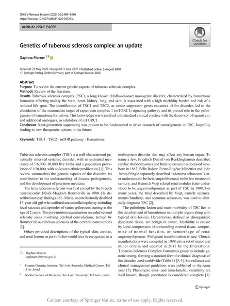 Genetics of tuberous sclerosis complex: an update