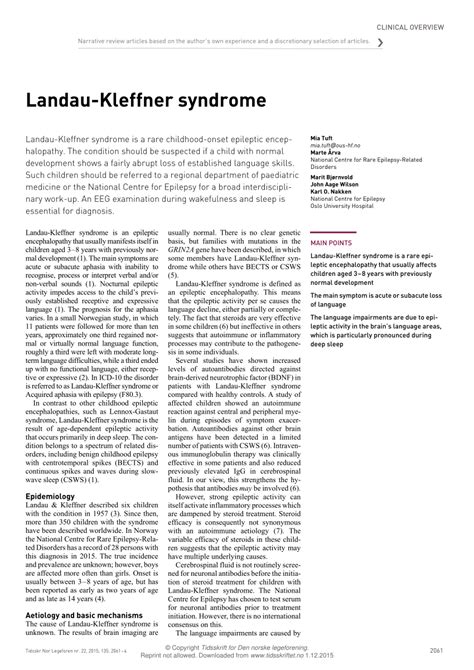 (PDF) Landau-Kleffner syndrome