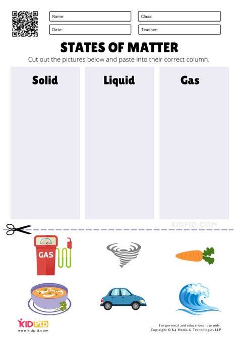 States of Matter Science Worksheets for Kids | Milagros