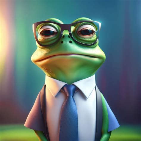 cartoon frog wearing glasses in modern dress with long tie - AI ...