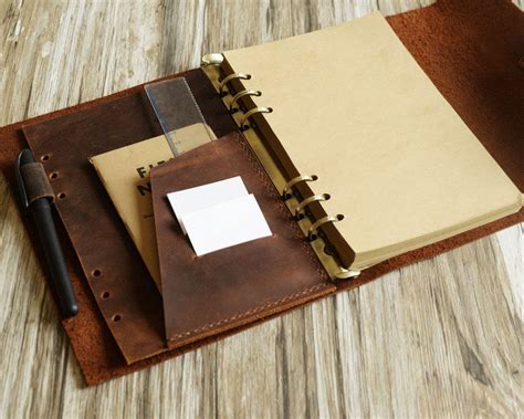 Personalized Portfolio Binder - A5 6 Ring Binder - Natural Thick Leath - Extra Studio