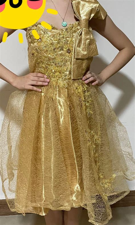 Gold Gown, Teens Gown, Women's Fashion, Dresses & Sets, Evening dresses & gowns on Carousell