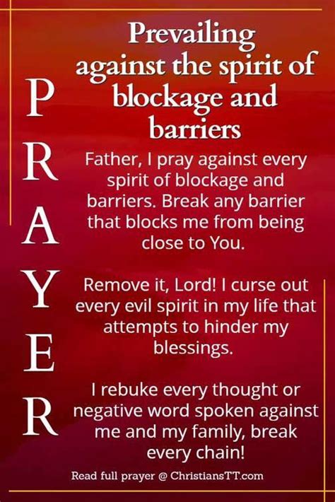 Prayer Against The Spirit Of Blockage And Barriers - ChristiansTT ...