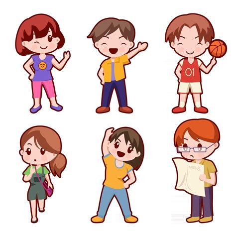 Set of lovely girl and boy cartoon character collection 2916203 Vector ...