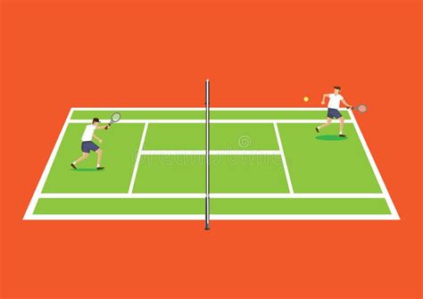 Two Tennis Players Having A Game In Tennis Court Cartoon Vector Stock Vector - Illustration of ...