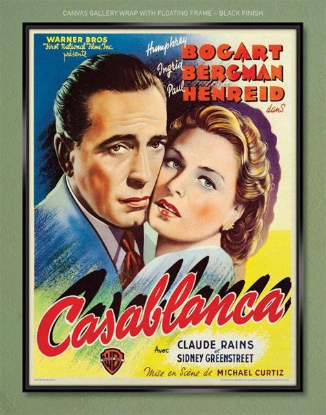 Casablanca French/dutch Movie Poster 1942 30x40 Gallery-quality Canvas Wrap W/ Free UPS Shipping ...