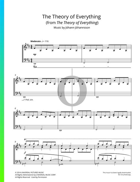 The Theory Of Everything Piano Sheet Music from The Theory Of Everything by Jóhann Jóhannsson ...