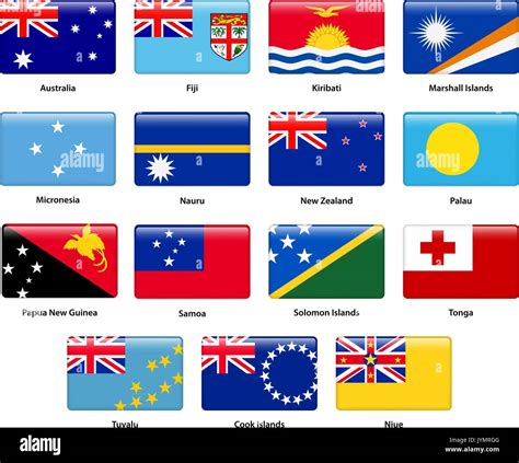 Set of all flags of the countries of Oceania Stock Vector Art ...