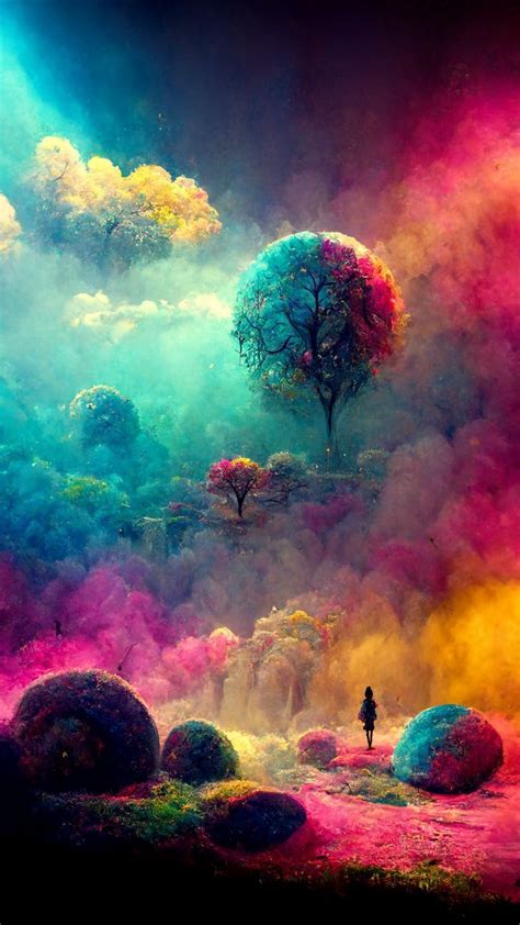 Take a walk through a colourful and surreal fantasy landscape created by Midjourney AI Dreamy ...