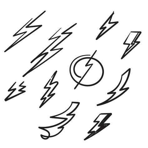 hand drawn doodle thunder bolt illustration vector isolated background ...