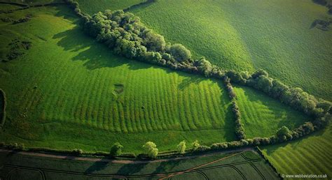 Ridge and furrow field patterns Leicestershire aerial photograph ...