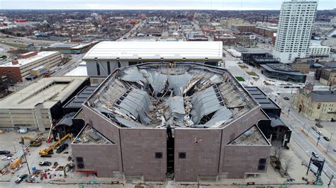 Drone view inside the demolished Bradley Center