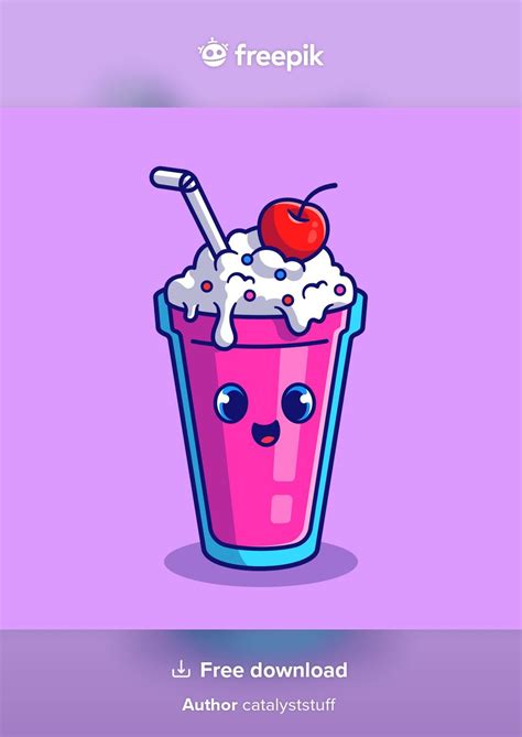 Free Vector | Cute milkshake with cherry cartoon | Milkshake, Tea design, Cafe wall art