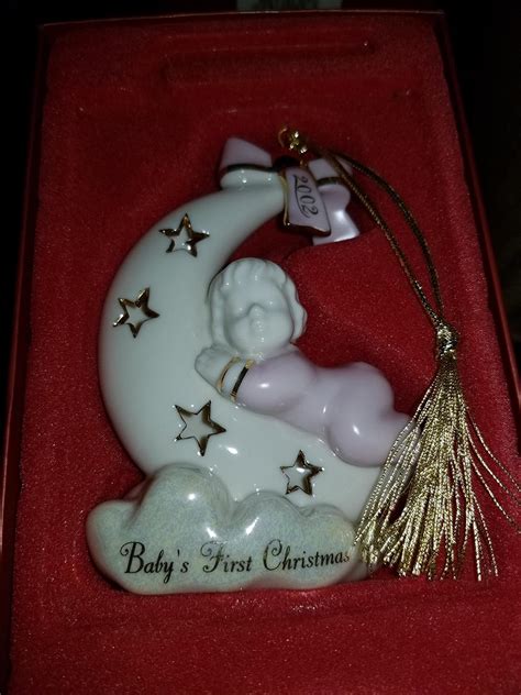 Amazon.com: Lenox Baby's First Christmas 2002 Girl in Moon Christmas ...