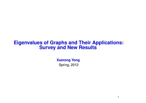 Eigenvalues applications - Eigenvalues of Graphs and Their Applications: Survey and New Results ...