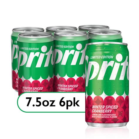 Sprite Winter Spiced Cranberry, Lemon Lime Mini Soda Pop Soft Drink, 7.5 fl oz, 6 Pack Cans ...