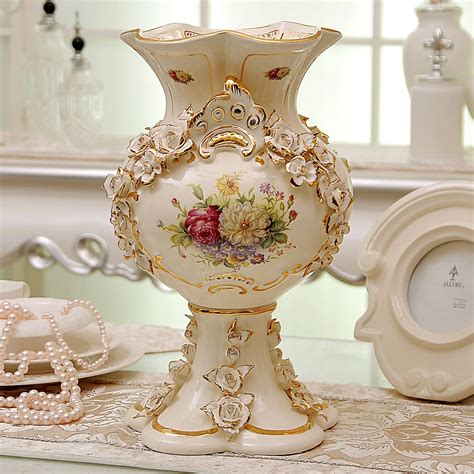 31cm height fashion countertop vase decoration luxury ceramics royal style flowers pot desktop ...