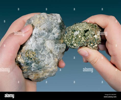 Moh s Hardness Test Scratching an Unknown Iron Pyrite on Quartz with Stock Photo: 5056400 - Alamy