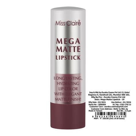 Miss Claire Mega Matte Lipstick - 19: Buy Miss Claire Mega Matte ...